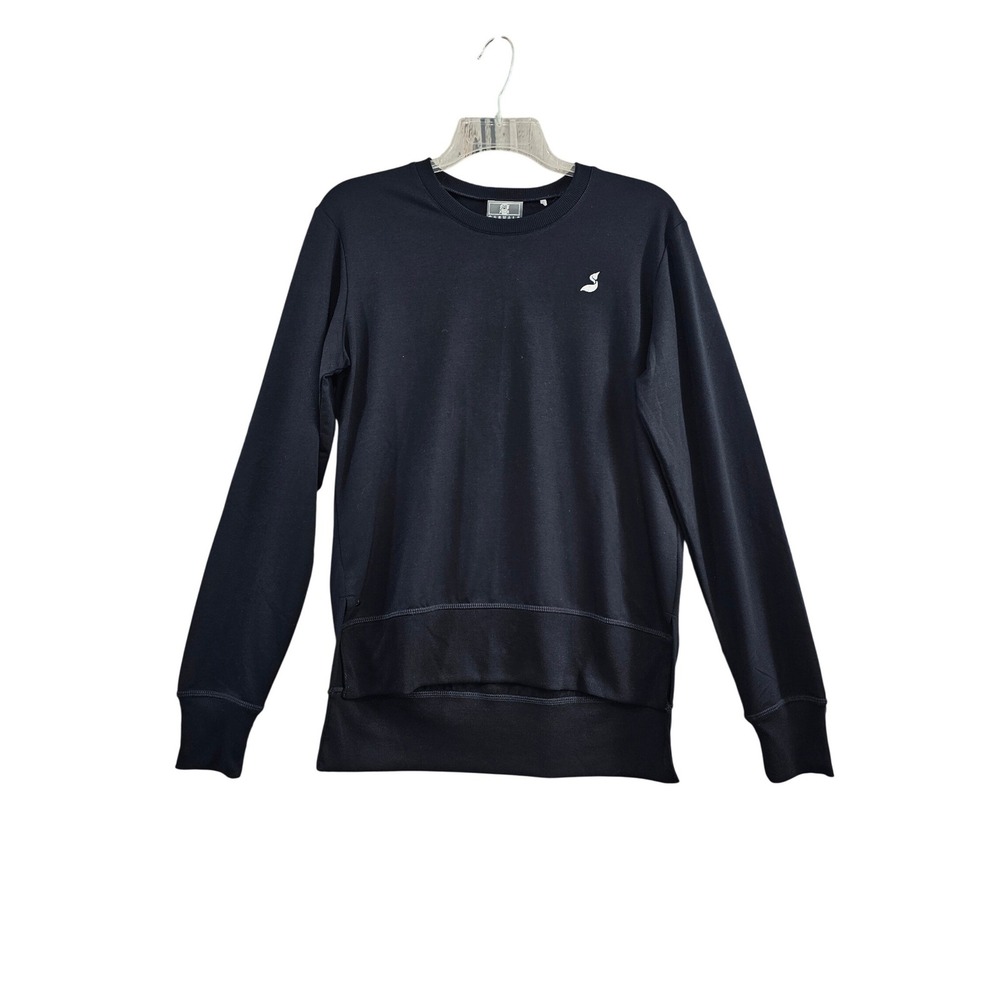 Ahead Casuals Sweatshirt Women Small Black Solid Crew Neck Long Sleeve SK06 Logo